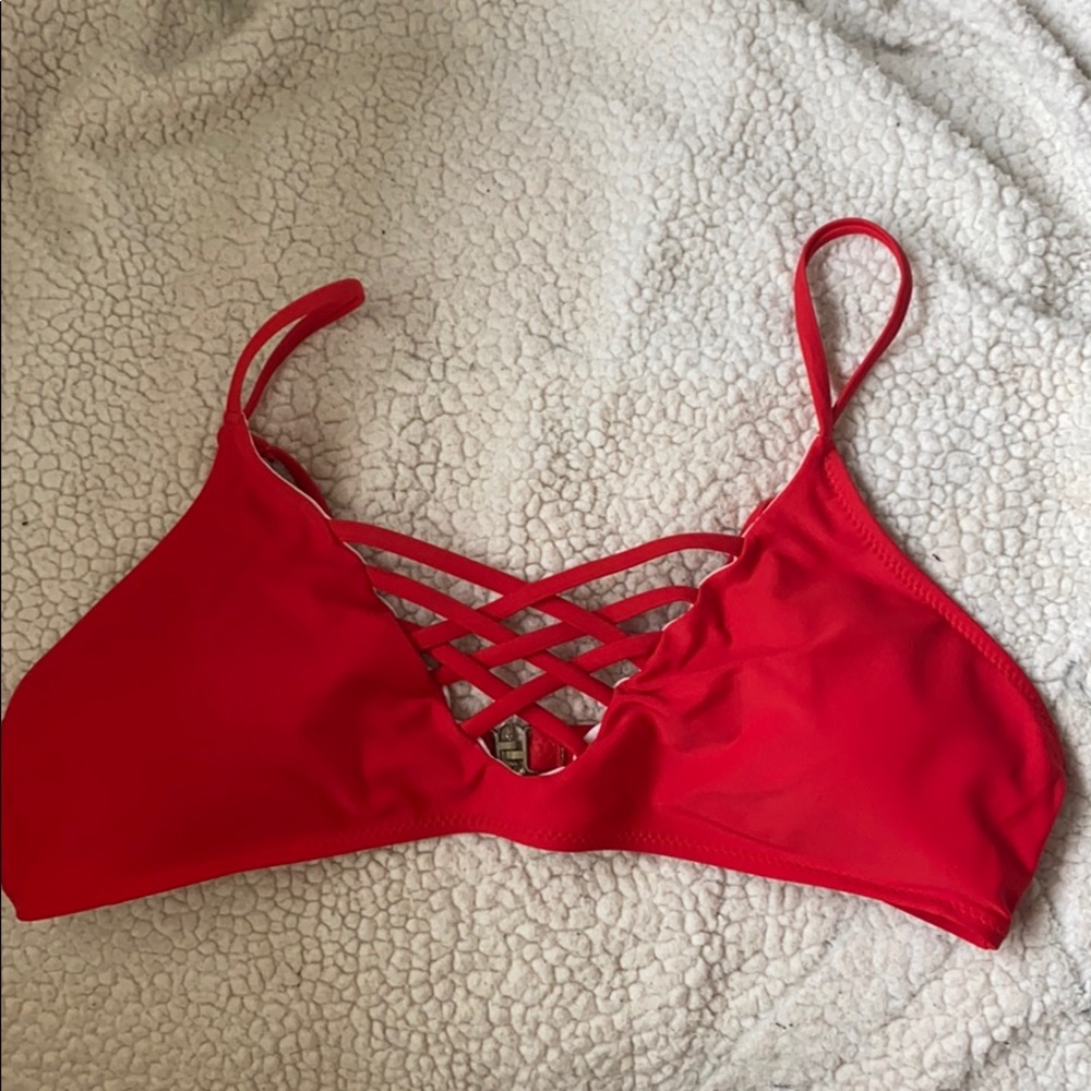 Red lace bikini top